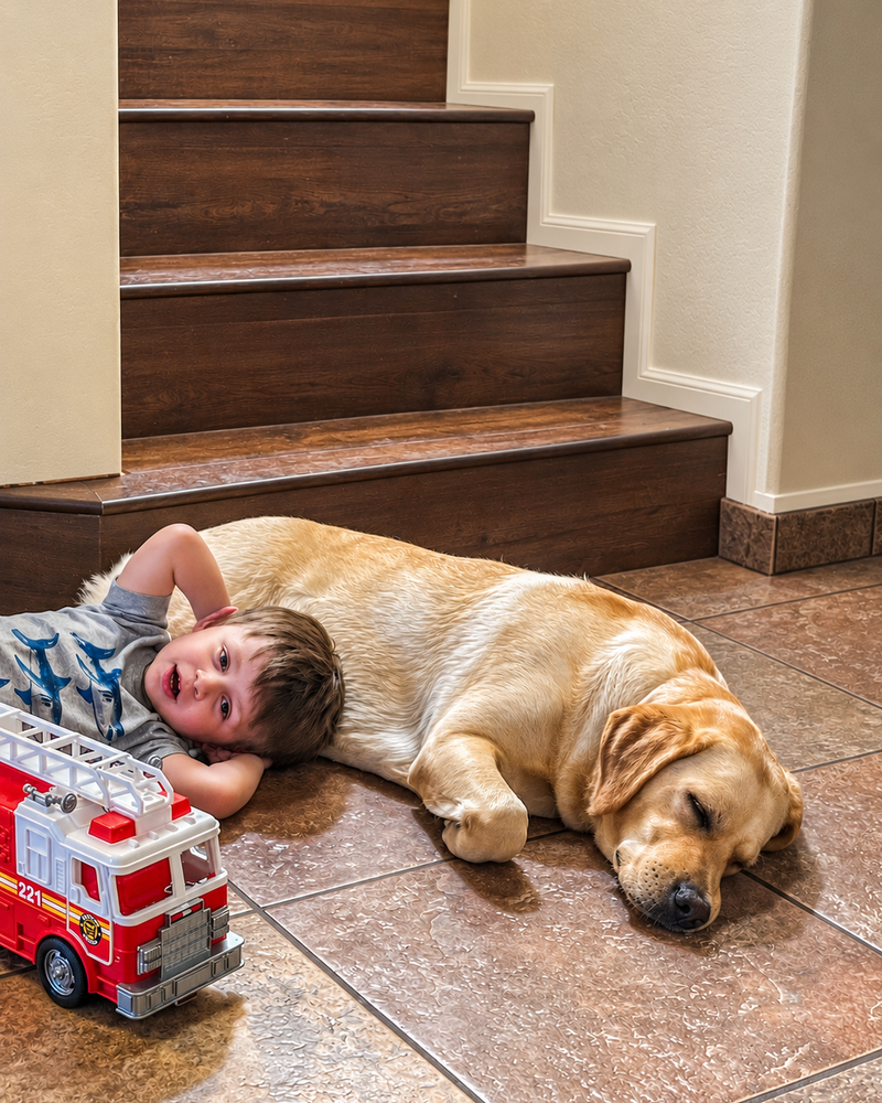 Labrador Retriever with family